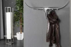 Design Garderobe BULL 100cm Aluminium Wanddekoration Stierkopf