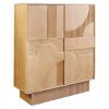 Design Highboard ART DECO 120cm weiß gekälkt Mangoholz massiv 3D Front