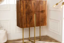 Design Highboard GATSBY 125cm braun mattgold Mangoholz Retro