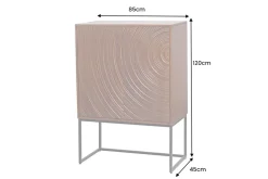 Design Highboard ORBIT 120cm braun Mangoholz mit 3D-Front schwarz Metall