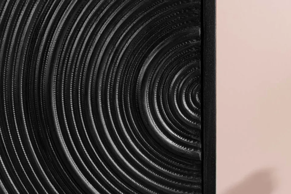 Design Highboard ORBIT 120cm schwarz Mangoholz mit 3D-Front Metall