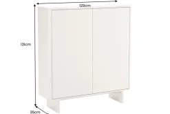 Design Highboard SAVOY 130cm kaschmir weiß Marmor Keramik mit Stauraum und 3D-Front