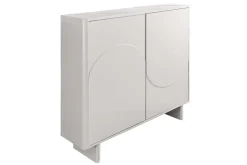 Design Highboard SAVOY 130cm kaschmir weiß Marmor Keramik mit Stauraum und 3D-Front