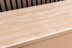 Design Highboard SAVOY 130cm grau beige greige Travertin Keramik Stauraum 3D-Front