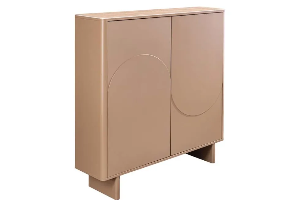 Design Highboard SAVOY 130cm grau beige greige Travertin Keramik Stauraum 3D-Front