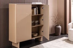 Design Highboard SAVOY 130cm grau beige greige Travertin Keramik Stauraum 3D-Front