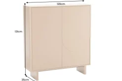 Design Highboard SAVOY 130cm grau beige greige Travertin Keramik Stauraum 3D-Front