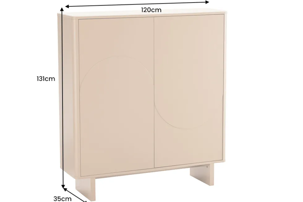 Design Highboard SAVOY 130cm grau beige greige Travertin Keramik Stauraum 3D-Front