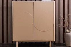 Design Highboard SAVOY 130cm grau beige greige Travertin Keramik Stauraum 3D-Front