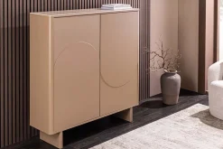 Design Highboard SAVOY 130cm grau beige greige Travertin Keramik Stauraum 3D-Front