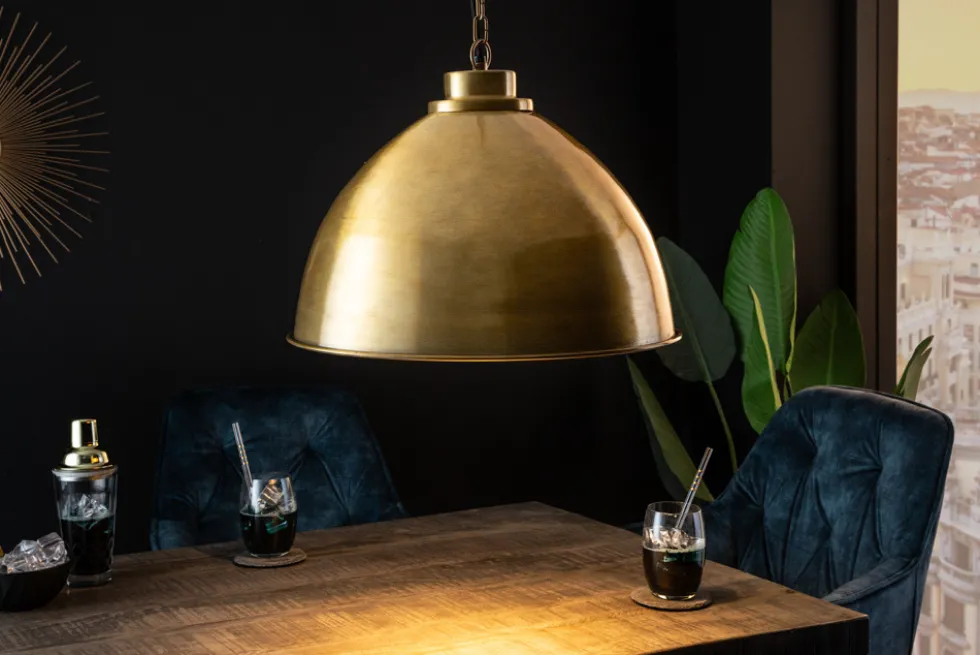 Design Hängelampe INDUSTRIAL 45cm gold Metall rund Pendelleuchte höhenverstellbar
