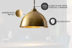 Design Hängelampe INDUSTRIAL 45cm gold Metall rund Pendelleuchte höhenverstellbar