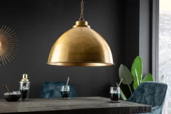 Design Hängelampe INDUSTRIAL 45cm gold Metall rund Pendelleuchte höhenverstellbar