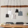 Design Hängelampe LEVELS 115cm Treibholz schwarz grau mit 5 Leuchten