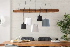 Design Hängelampe LEVELS 115cm Treibholz schwarz grau mit 5 Leuchten