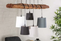Design Hängelampe LEVELS 115cm Treibholz schwarz grau mit 5 Leuchten
