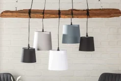 Design Hängelampe LEVELS 115cm Treibholz schwarz grau mit 5 Leuchten
