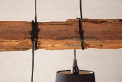 Design Hängelampe LEVELS 115cm Treibholz schwarz grau mit 5 Leuchten
