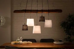 Design Hängelampe LEVELS 115cm Treibholz schwarz grau mit 5 Leuchten