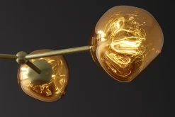 Design Hängelampe LIQUID DIAMOND 100cm gold Glas Stahl fünf Schirme Kugelleuchte