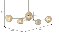 Design Hängelampe LIQUID DIAMOND 100cm gold Glas Stahl fünf Schirme Kugelleuchte