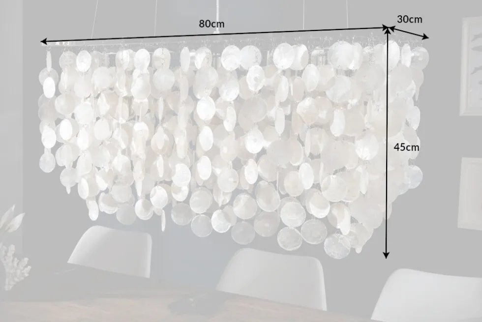 Design Hängelampe SHELL REFLECTIONS 80cm Muschellampe Perlmutt