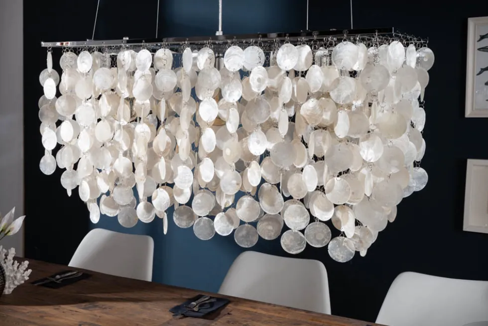 Design Hängelampe SHELL REFLECTIONS 80cm Muschellampe Perlmutt