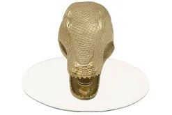 Design Hängetisch WILDLIFE CROCODILE 75cm gold Krokodil oval Glas Beistelltisch