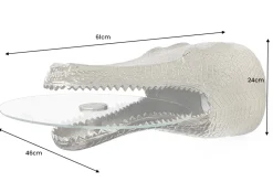 Design Hängetisch WILDLIFE CROCODILE 60cm silber Metall Krokodil Beistelltisch