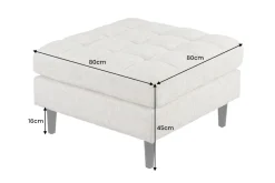Design Hocker COZY VELVET 80cm beige Chenille Federkern Holzfüße
