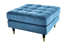 Design Hocker COZY VELVET 80cm petrol blau gold Samt Metallfüße
