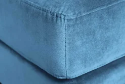 Design Hocker COZY VELVET 80cm petrol blau gold Samt Metallfüße