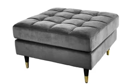 Design Hocker COZY VELVET 80cm grau Samt goldene Füße