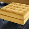 Design Hocker COZY VELVET 80cm senfgelb gold Samt Metallfüße