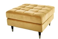 Design Hocker COZY VELVET 80cm senfgelb gold Samt Metallfüße
