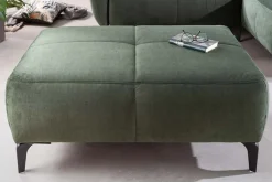 Design Hocker MARRAKESCH 110cm flaschengrün Samt mit Ziersteppung