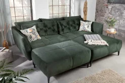 Design Hocker MARRAKESCH 110cm flaschengrün Samt mit Ziersteppung