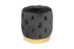 Design Hocker MODERN BAROCK 40cm schwarz gold Samt Chesterfield