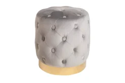 Design Hocker MODERN BAROCK 37cm edel-grau gold Samt Chesterfield