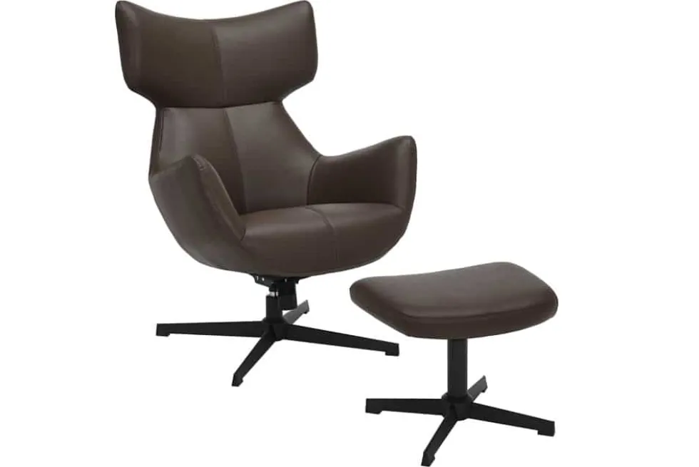 Design Hocker VOGUE 45cm brandy braun Kunstleder drehbar schwarze Metallbeine Fußhocker