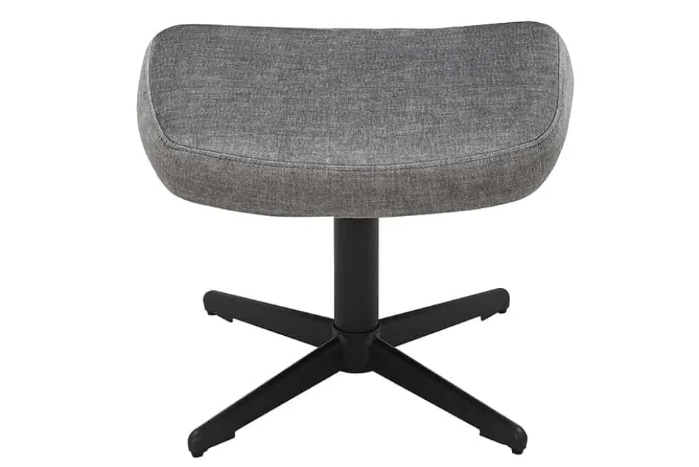 Design Hocker VOGUE 45cm grau Samt drehbar schwarze Metallbeine Fußhocker