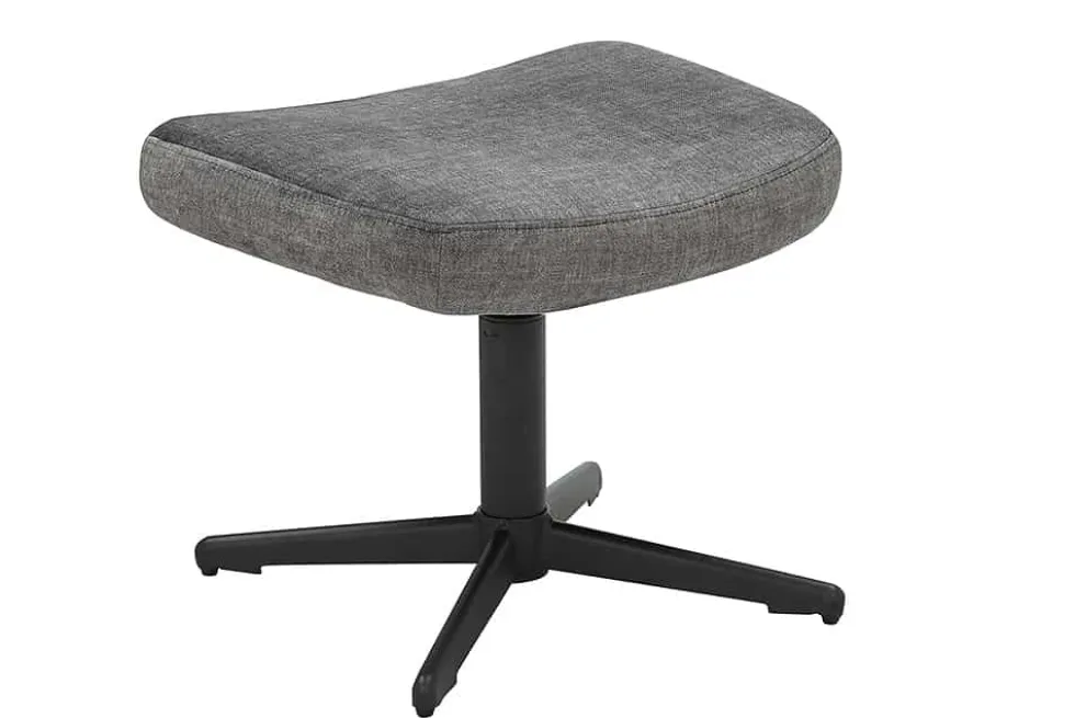 Design Hocker VOGUE 45cm grau Samt drehbar schwarze Metallbeine Fußhocker