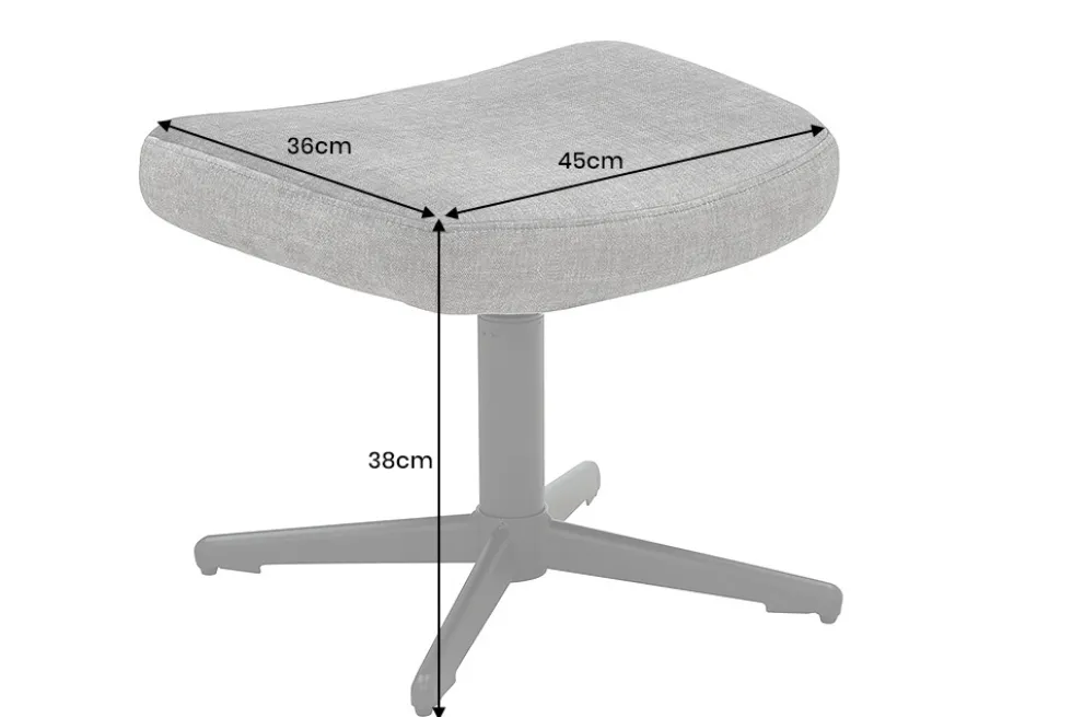 Design Hocker VOGUE 45cm grau Samt drehbar schwarze Metallbeine Fußhocker