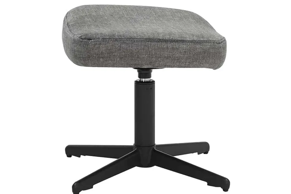 Design Hocker VOGUE 45cm grau Samt drehbar schwarze Metallbeine Fußhocker