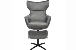 Design Hocker VOGUE 45cm grau Samt drehbar schwarze Metallbeine Fußhocker