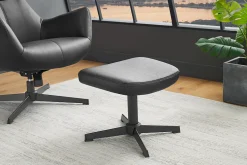 Design Hocker VOGUE 45cm schwarz Kunstleder drehbar Metallbeine Fußhocker