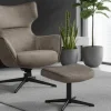 Design Hocker VOGUE 45cm taupe Samt drehbar schwarze Metallbeine Fußhocker