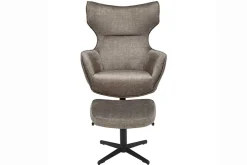 Design Hocker VOGUE 45cm taupe Samt drehbar schwarze Metallbeine Fußhocker