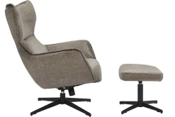 Design Hocker VOGUE 45cm taupe Samt drehbar schwarze Metallbeine Fußhocker