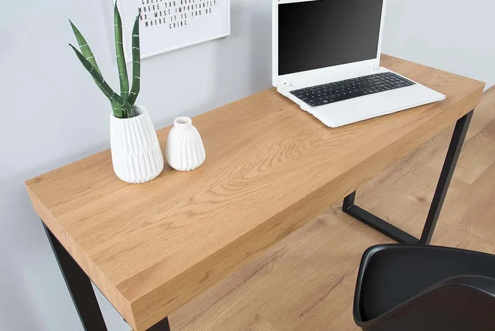 Design Konsole OAK DESK 120cm Eiche Vintage Metallgestell Schreibtisch